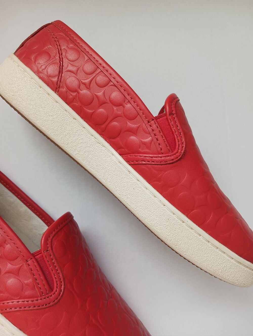 Coach FG2118 Red Leather Slip-On Comfort Shoes Sneaker Women's Size 7B EU37.5 - Picture 4 of 16
